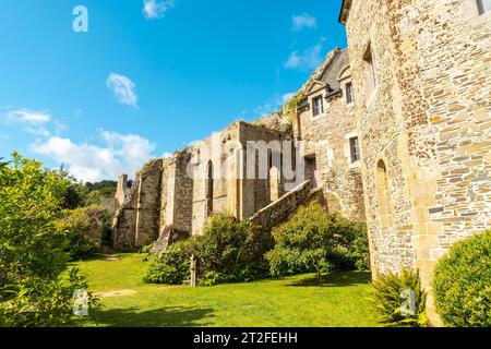 Walls of the ruined church of Abbaye de Beauport in the village of Paimpol, Cotes-d'Armor department, French Brittany. France Stock Photo