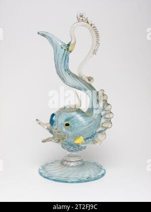 Antique 1900s Salviati Venetian dolphin glass ewer Stock Photo