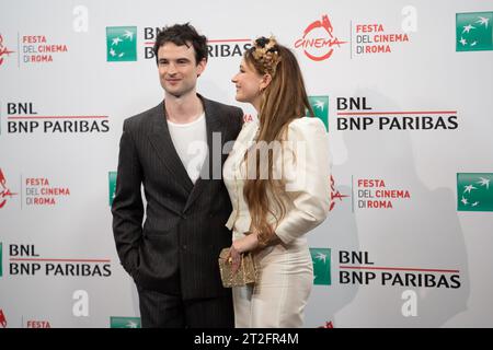 ROME, ITALY - OCTOBER 19: Tom Sturridge and Haley Bennett attends a photocall for the movie 'Widow Clicquot' during the 18th Rome Film Festival at Auditorium Parco Della Musica on October 19, 2023 in Rome, Italy. (Photo by Luca Carlino/NurPhoto) Credit: NurPhoto SRL/Alamy Live News Stock Photo