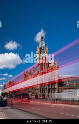 Hero shot of the spectacular and iconic St Pancras Renaissance London Hotel in Kings Cross London on a sunny summer day with blue sky Stock Photo