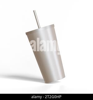 Tumbler coffee or glass stainless steel rendering 3d Stock Photo