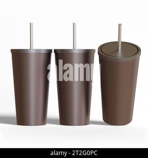 Tumbler coffee or glass stainless steel rendering 3d Stock Photo