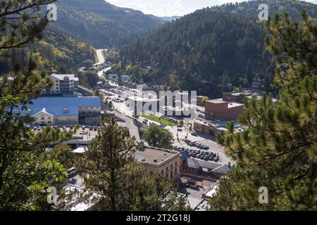 Deadwood South Dakota is an old mining town in the back hills. Black Hills Gold Rush Stock Photo