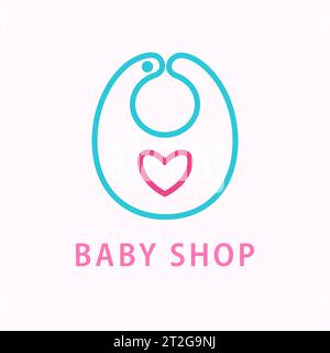 Bib Icon Shop Baby Goods Line Logo Kids Store Stock Vector