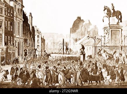 Illustration of the Pillory at Charing Cross, London, Victorian period and earlier Stock Photo