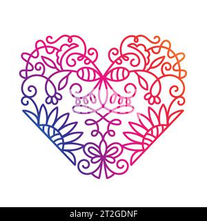 Mandala Heart shape gradient patterned print logo Stock Vector