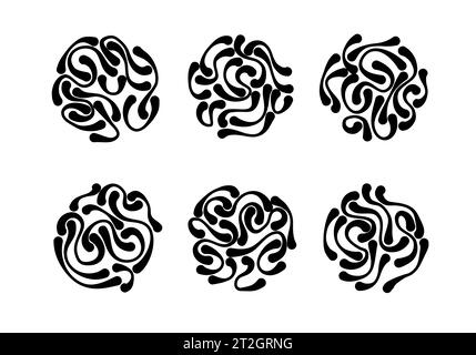 Circles with abstract stoke lines, vector illustration. Stock Vector