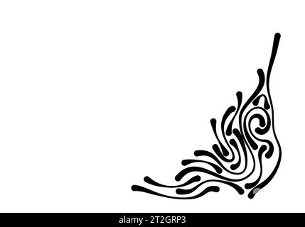 Corner border with separate strokes thickened at the ends, vector illlustration. Stock Vector