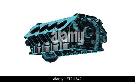3D rendering of an engine technical components isolated on white ...