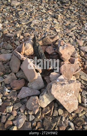 Rock Fire Pit on Sully Island Swanbridge near Penarth South Wales UK Stock Photo