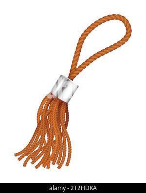 Silk or cotton rope tassel accessory for decoration of clothing  handbag and window curtain isolated object realistic vector illustration Stock Vector