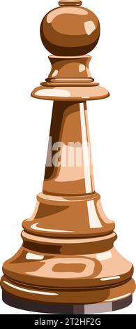 Chess wooden piece isolated on white background. Vector illustration Stock Vector