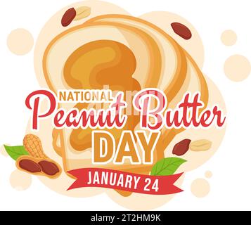 National Peanut Butter Day Vector Illustration on 24 January with Jar of Peanuts Butters for Poster or Banner in Flat Cartoon Background Design Stock Vector