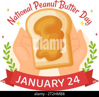 National Peanut Butter Day Vector Illustration on 24 January with Jar of Peanuts Butters for Poster or Banner in Flat Cartoon Background Design Stock Vector