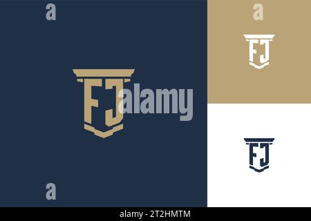 FJ monogram initials logo design with shield icon template Stock Vector ...