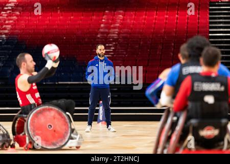 Medical staff of France Frédéric Garcia during a training session of Team France at Halle Georges Carpentier on October 16, 2023 in Paris, France. Photo by Baptiste Paquot/ABACAPRESS.COM Credit: Abaca Press/Alamy Live News Stock Photo