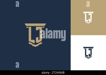 LJ monogram initials logo design with shield icon template Stock Vector ...