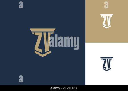ZV monogram initials logo design with shield icon template Stock Vector ...