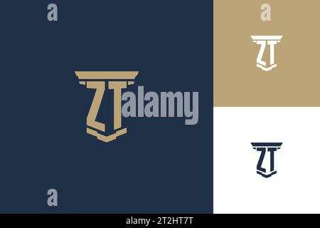 ZT monogram initials logo design with shield icon template Stock Vector ...
