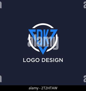DK monogram logo with triangle shape and circle design vector Stock Vector