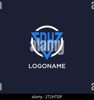 DH monogram logo with triangle shape and circle design vector Stock Vector