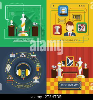 Museum icon composition set with different aspects of museum life in infographic style vector illustration Stock Vector