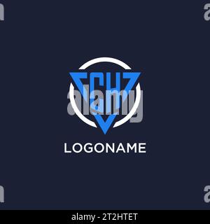 CH monogram logo with triangle shape and circle design vector Stock Vector