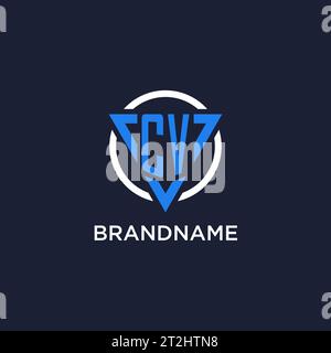 CV monogram logo with triangle shape and circle design vector Stock Vector