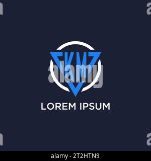 KM monogram logo with triangle shape and circle design vector Stock Vector