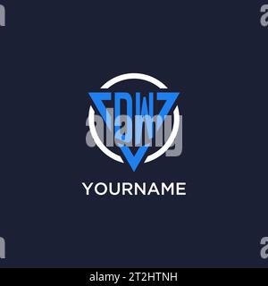 DW monogram logo with triangle shape and circle design vector Stock Vector