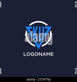 KU monogram logo with triangle shape and circle design vector Stock Vector