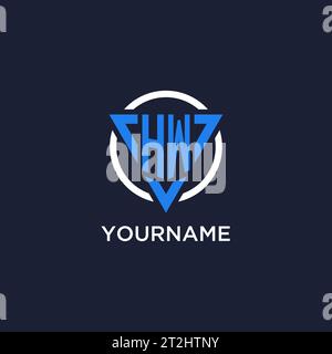 HW monogram logo with triangle shape and circle design vector Stock Vector