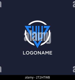 HU monogram logo with triangle shape and circle design vector Stock Vector