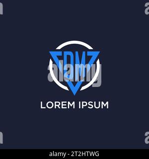 DM monogram logo with triangle shape and circle design vector Stock Vector