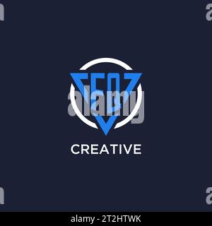 FQ monogram logo with triangle shape and circle design vector Stock Vector