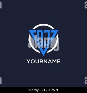 DJ monogram logo with triangle shape and circle design vector Stock Vector