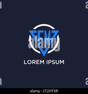 FM monogram logo with triangle shape and circle design vector Stock Vector