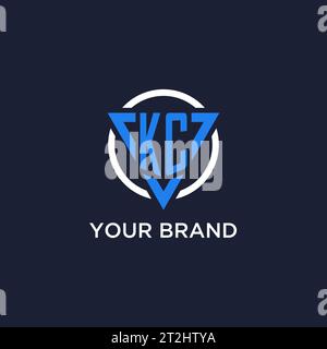 KC monogram logo with triangle shape and circle design vector Stock Vector