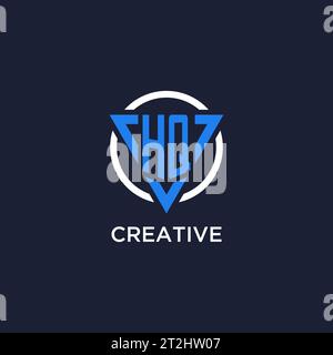 HQ monogram logo with triangle shape and circle design vector Stock Vector