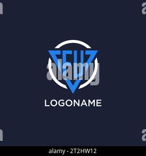 FU monogram logo with triangle shape and circle design vector Stock Vector