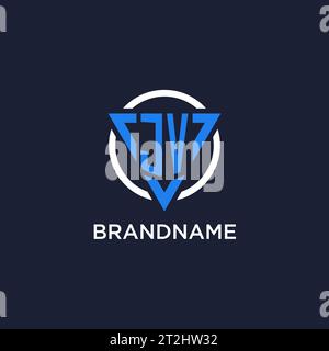 JV monogram logo with triangle shape and circle design vector Stock Vector
