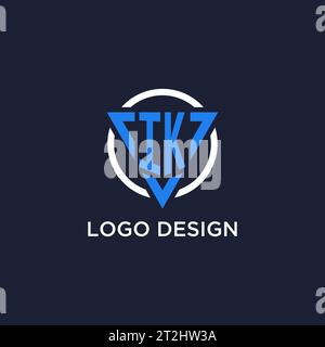 IK monogram logo with triangle shape and circle design vector Stock Vector