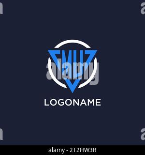 MU monogram logo with triangle shape and circle design vector Stock Vector