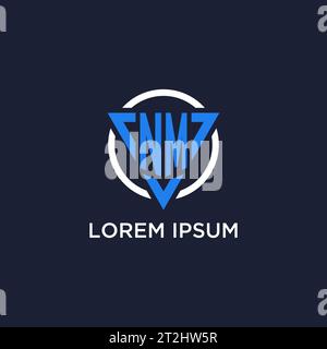 NM monogram logo with triangle shape and circle design vector Stock Vector