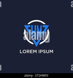 HM monogram logo with triangle shape and circle design vector Stock Vector