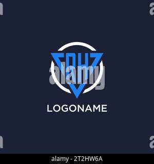RH monogram logo with triangle shape and circle design vector Stock Vector