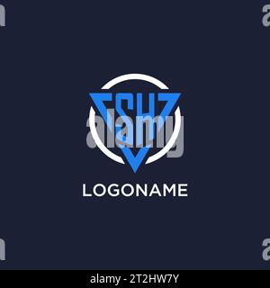 SH monogram logo with triangle shape and circle design vector Stock Vector