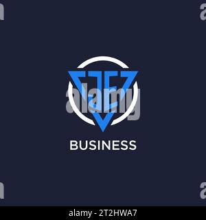 JE monogram logo with triangle shape and circle design vector Stock Vector