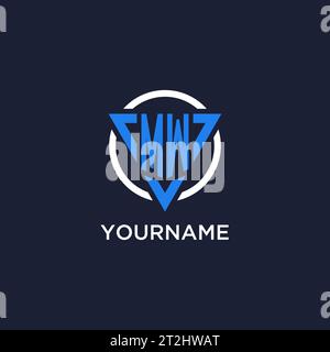 MW monogram logo with triangle shape and circle design vector Stock Vector