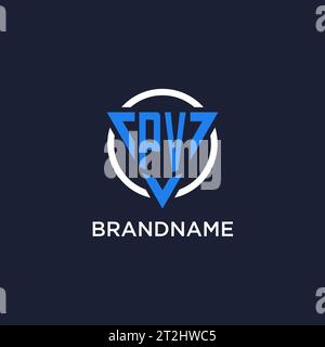 PV monogram logo with triangle shape and circle design vector Stock Vector